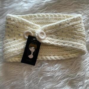 Cream and white headband with rhinestones